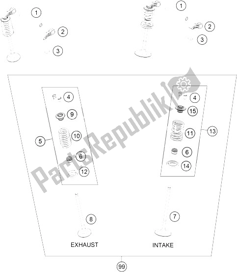 Todas las partes para Accionamiento De Válvula de KTM 250 SX F Factory Edition USA 2015