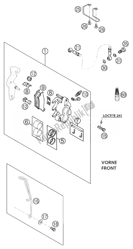 Tutte le parti per il Pinza Freno Anteriore Brembo 640 del KTM 640 LC4 Adventure Australia 2003