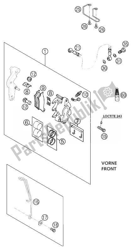 Todas las partes para Pinza De Freno Delantero Brembo 640 de KTM 640 LC4 Adventure USA 2003