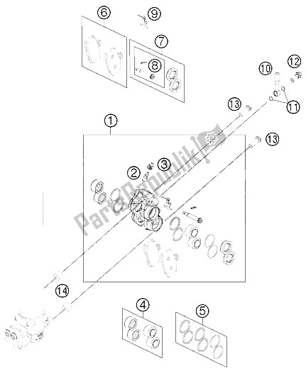 All parts for the Brake Caliper Front of the KTM Freeride 350 Europe 2012