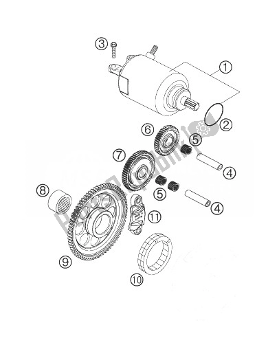 All parts for the Electric Starter of the KTM 250 EXC F SIX Days Europe 2007