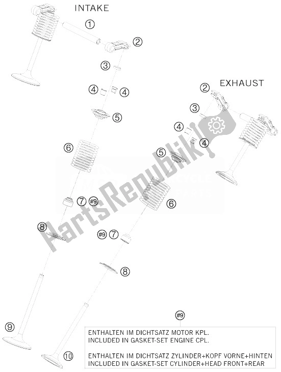 Tutte le parti per il Azionamento Della Valvola del KTM 1190 RC8 R LIM ED Akrapovic 10 USA 2010