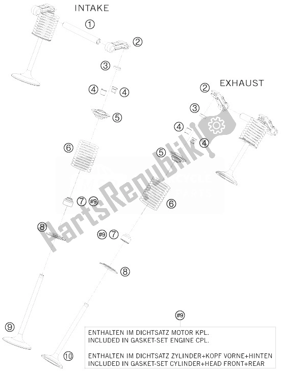Todas las partes para Accionamiento De Válvula de KTM 1190 RC8 White Europe 2010