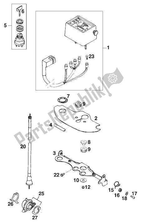 All parts for the Speedometer Rxc,exc,egs '96 of the KTM 400 EXC WP Europe 1996