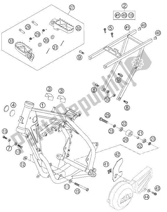 Alle onderdelen voor de Kader van de KTM 65 SX Europe 6003H6 2008