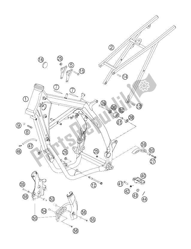 Tutte le parti per il Frame, Sub Frame del KTM 250 SX Europe 2006