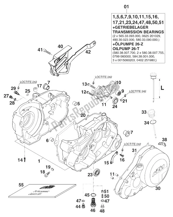 Todas las partes para Cárter 400/620 Sc '99 de KTM 400 SUP Comp 20 KW Europe 1999