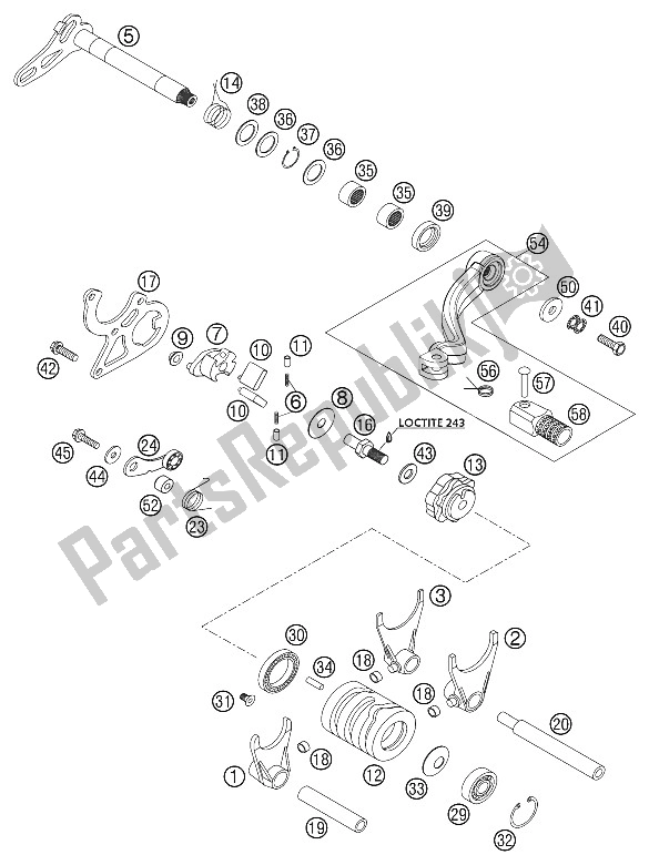 Todas las partes para Mecanismo De Cambio 125/200 2002 de KTM 125 EXC Australia 2002