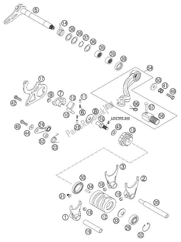 Tutte le parti per il Meccanismo Di Spostamento 125/200 2002 del KTM 200 EXC SGP GS Asia 2002