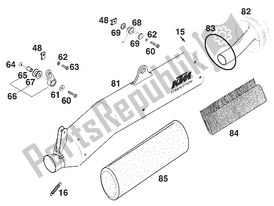 All parts for the Silencer 400/540 Sc 2000 of the KTM 620 SC Super Moto Europe 2000