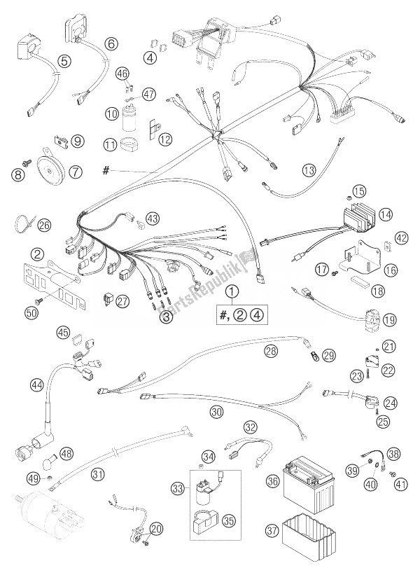 Toutes les pièces pour le Faisceau De Câbles 625 Smc du KTM 625 SMC Europe 2004