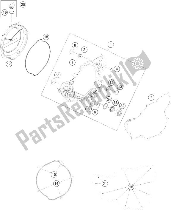 All parts for the Clutch Cover of the KTM 250 EXC F Factory Edition Europe 2015