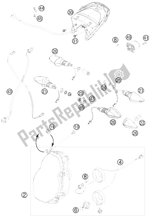 All parts for the Lightning System of the KTM 990 Super Duke R USA 2008