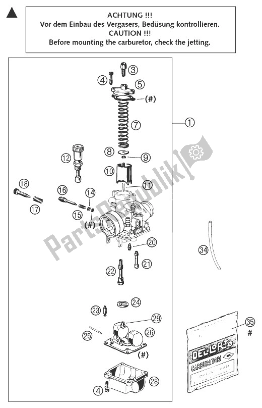 Alle onderdelen voor de Carburateur Dellorto Phbg 19 Bs van de KTM 50 SX PRO Senior LC Australia 2003