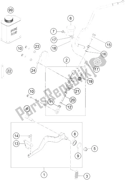 Todas las partes para Control De Freno Trasero de KTM 1190 Adventure ABS Grey France 2013