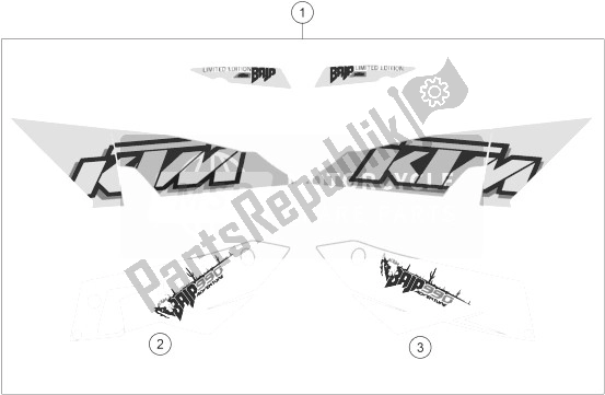 Todas as partes de Decalque do KTM 990 Adventure Baja USA 2013