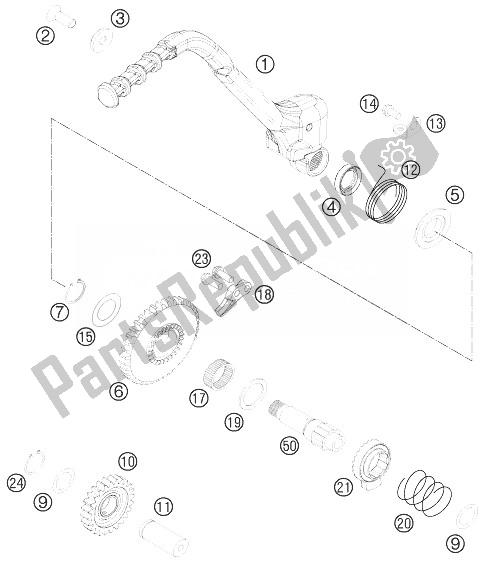 All parts for the Kick Starter of the KTM 450 EXC Europe 2014