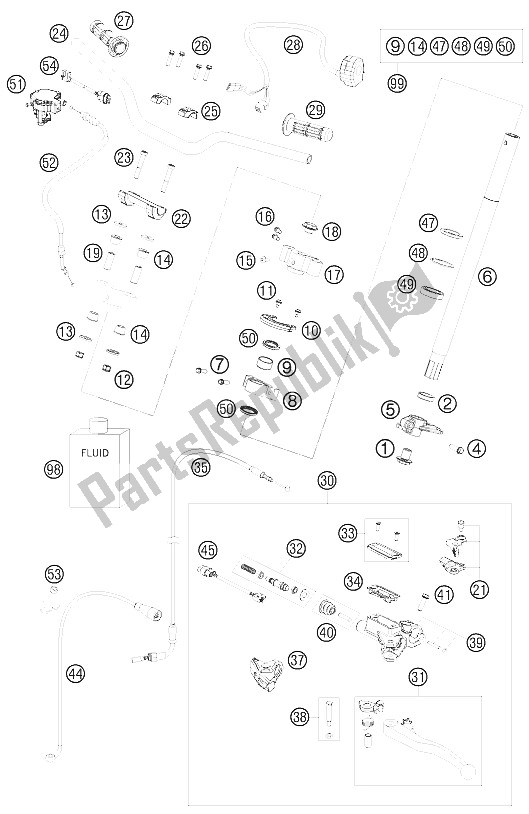 Todas las partes para Manillar, Controles de KTM 505 SX ATV Europe 2009