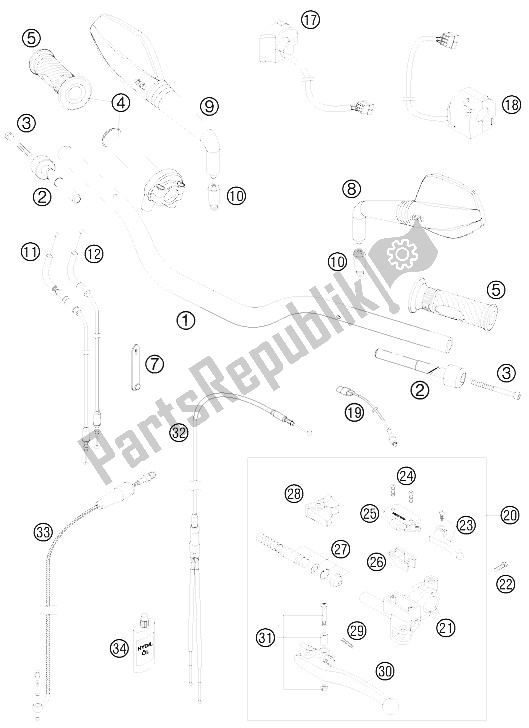 Todas las partes para Manillar, Controles de KTM 950 Supermoto R Australia United Kingdom 2008