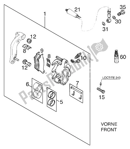 Toutes les pièces pour le étrier De Frein Avant Brembo 125 Ex du KTM 125 EXE 100 Europe 2001