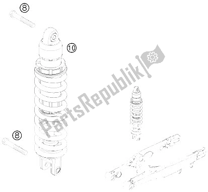 All parts for the Monoshock of the KTM 200 EXC Australia 2008