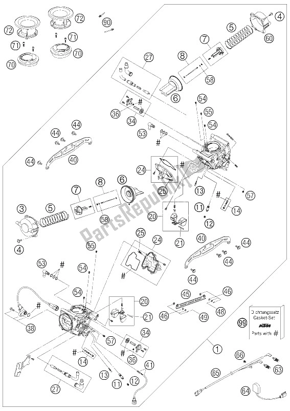Tutte le parti per il Carburatore del KTM 950 Adventure Black USA 2006