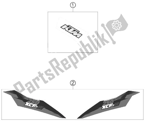 All parts for the Decal of the KTM 250 XCF W USA 2013