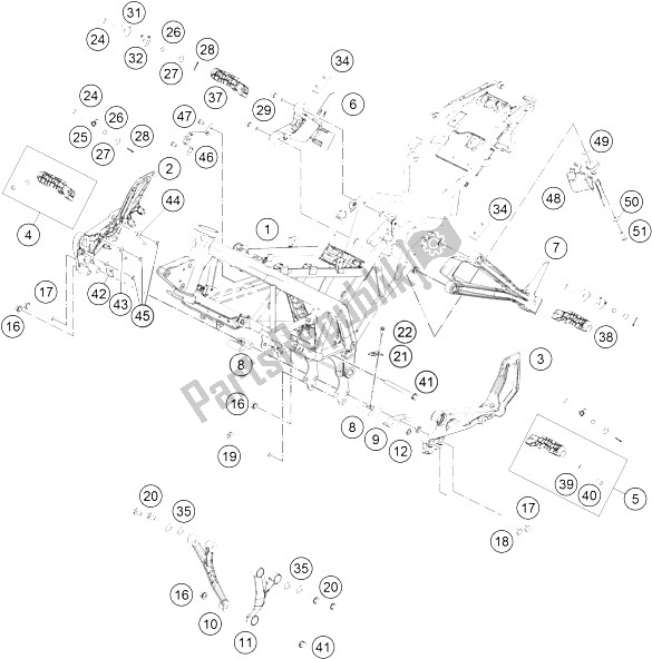 Toutes les pièces pour le Cadre du KTM RC 200 White W O ABS CKD 16 Argentina 2016