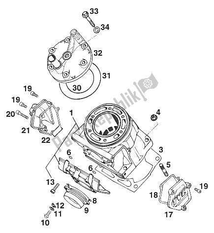 All parts for the Cylinder 250/300/360 '96 of the KTM 250 EXC M O 13 LT Brazil 1996