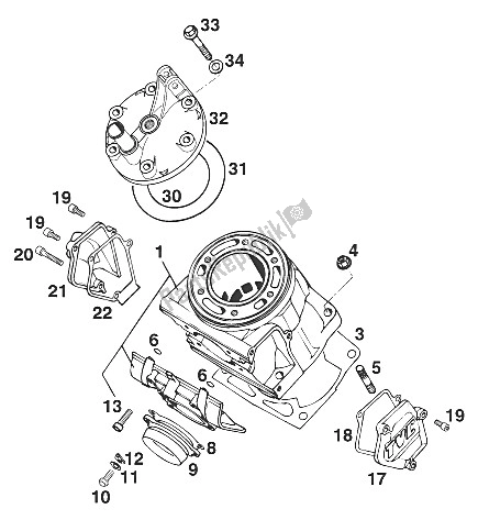 Todas las partes para Cilindro 250/300/360 '96 de KTM 360 SX M ö Europe 1996