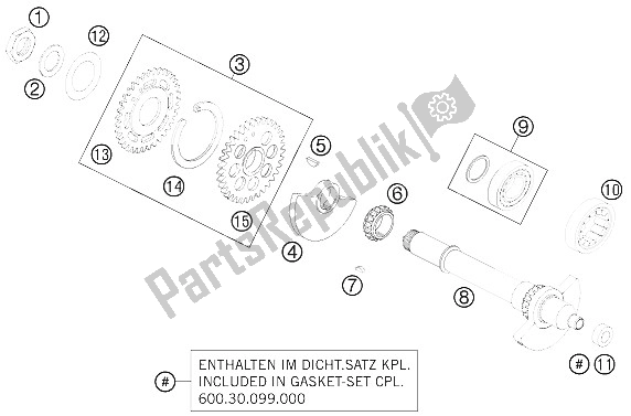 Todas as partes de Eixo Do Balanceador do KTM 990 ADV LIM Edit OR ABS 11 Europe 2011