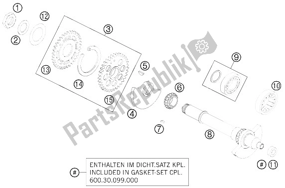 All parts for the Balancer Shaft of the KTM 990 ADV White ABS Spec Edit Brazil 2011