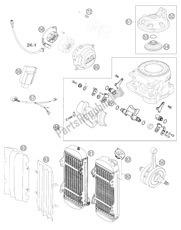 All parts for the New Parts 250 Sxs Engine of the KTM 250 SXS Europe 2004