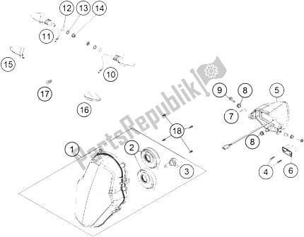 All parts for the Lighting System of the KTM 1190 Adventure ABS Orange China 2016