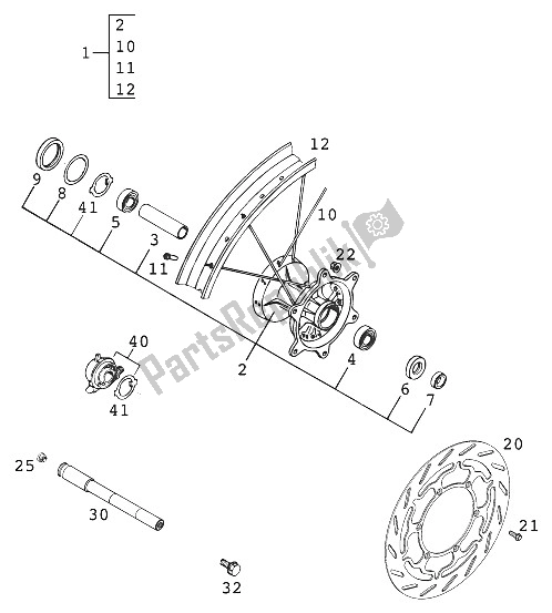 All parts for the Front Wheel 400-640 Lc4 Usa 2000 of the KTM 640 LC 4 Silber USA 2000