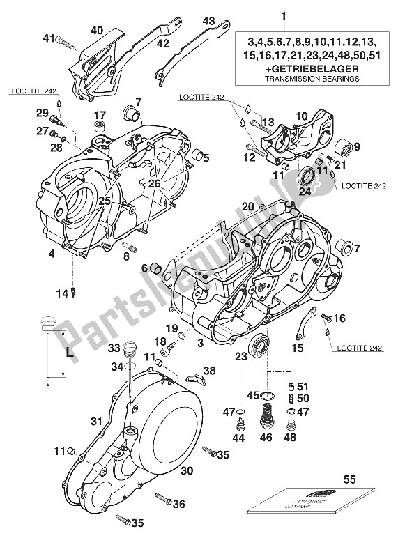 All parts for the Crankcase Agw '96 of the KTM 400 EXC WP Europe 1996