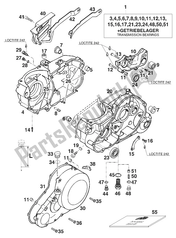 All parts for the Crankcase Agw '96 of the KTM 400 RXC E USA 1996