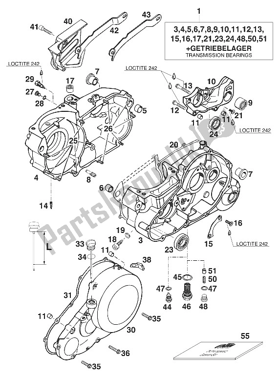 Todas las partes para Cárter Agw '96 de KTM 400 SUP Comp WP 18 KW Europe 1996