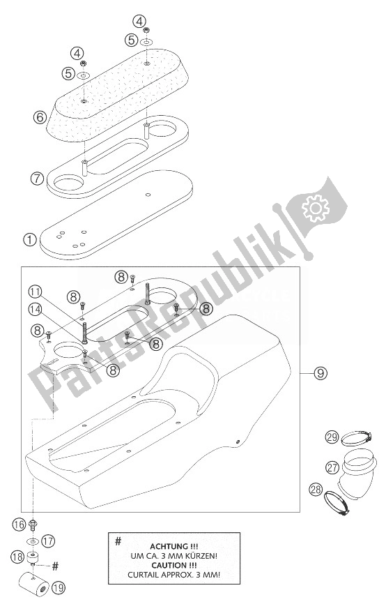 All parts for the Airbox 660 Rallye of the KTM 660 Rallye Factory Repl Europe 2004