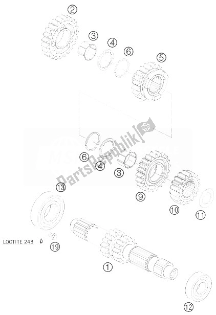 All parts for the Transmission I - Main Shaft of the KTM 450 XC ATV Europe 2010