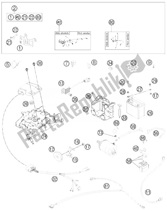 All parts for the Wiring Harness of the KTM 200 EXC Australia 2013