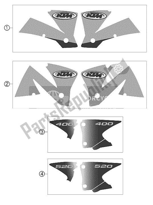 Wszystkie części do Zestaw Naklejek Wy? Cigowych 2002 KTM 400 EXC G Racing USA 2002