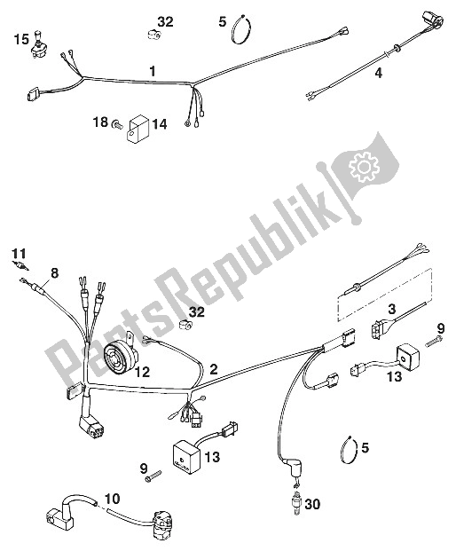 Tutte le parti per il Cablaggio Ecc. 250-360 '97 del KTM 250 EXC M O Europe 1997