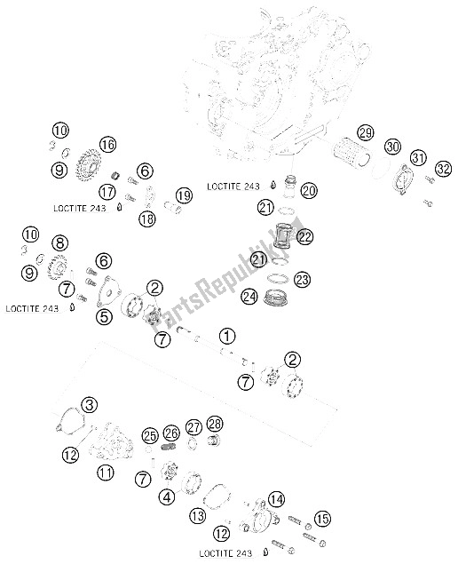 All parts for the Lubricating System of the KTM 450 SX F Europe 2008