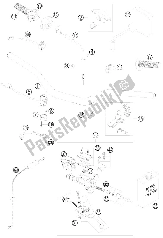 Tutte le parti per il Manubrio, Comandi del KTM 300 EXC Europe 2009