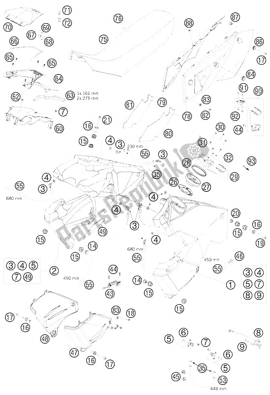 Todas las partes para Tanque, Asiento, Tapa de KTM 990 Adventure S USA 2008