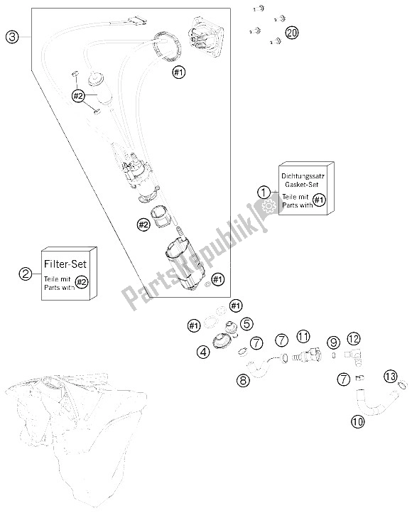 Alle onderdelen voor de Benzine Pomp van de KTM 250 XCF W USA 2012