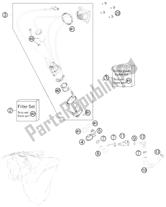 All parts for the Fuel Pump of the KTM 450 XC W USA 2012