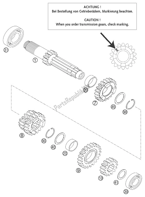 Toutes les pièces pour le Transmission I 125/200 du KTM 125 EXC Australia 2002