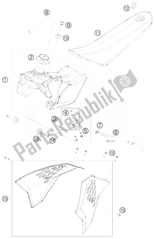 Toutes les pièces pour le Réservoir, Siège, Couverture du KTM 50 SX Mini Europe 2010